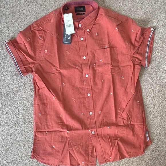 JACHS Red Short Sleeve Button Down Shirt | Medium | NWT - Picture 4 of 8